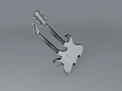 B C Rich Wave double neck guitar Free 3D model