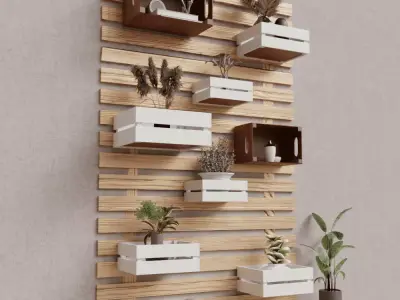 wall wodden decoration Low-poly 3D model