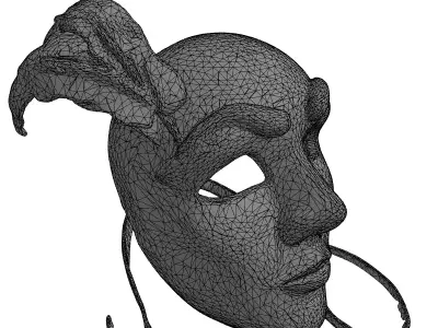 Elegant Cracked Golden Masquerade Mask Low-poly 3D model