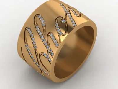 Chopard diamond ring with gems 3D print model