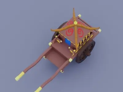 Ancient Chinese chariot Low-poly 3D model
