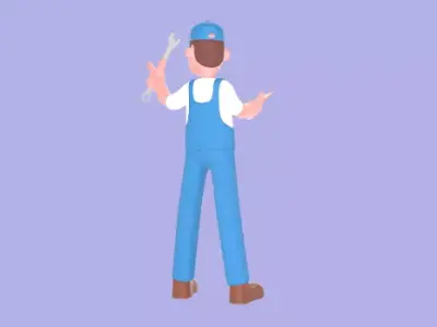 Stylized 3D Male Mechanic Character - Worker with Clipboard 3D model