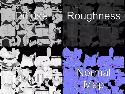 Futuristic Android Model Pack with Articulated Joints Low-poly 3D model