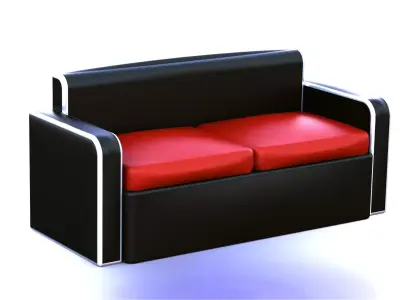 Minimalist Couch - Leather and steel Free 3D model