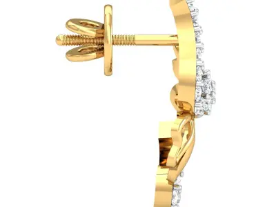 Earring 3dm STL FBX OBJ Render Details diamond pendant gold 3D print model
