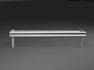 W-Beam Highway Guardrail System - Modular Road Barrier 3D Model 3D model