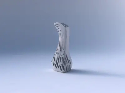 Vase puffy bent triangle with twisted half organic lattice 3D print model