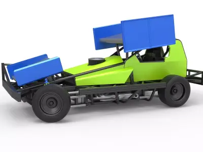 BriSCA F1 Stock Car for Asphalt while turning Scale 1 to 25 3D print model