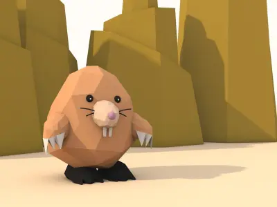 desert scene Low-poly 3D model