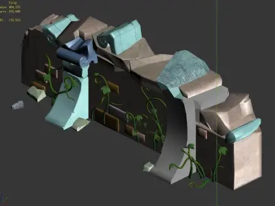 Game Cartoon - City - City Wall 09 3D model