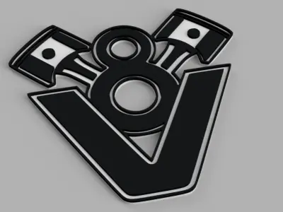 V8 Engine Pistons Logo Wall Picture 3D print model