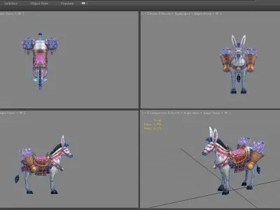 Cartoon white donkey mount - mule Low-poly 3D model