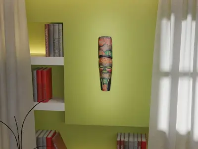 Decorative African wall Mask 09 Low-poly 3D model