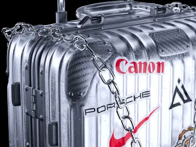 HighPoly Branded Suitcase 3D Scene Realistic Luggage  3D model