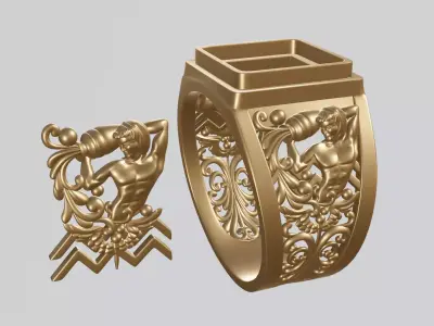 aquarius zodiac sign 3D print model