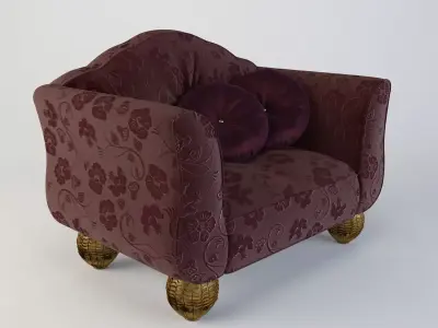 Armchair in burgundy 3D model