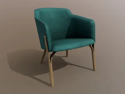 Ton Split Lounge ArmChair Velvet Old Design PBR - Lumion - UE4 Low-poly 3D model