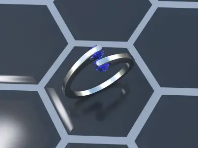 Ring with 2 gems 3D print model