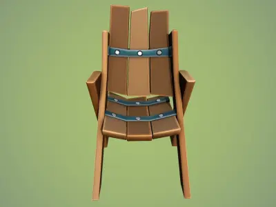 Stylized wooden chair Low-poly 3D model