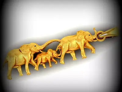 animal elephant family pendant stl  3D print model
