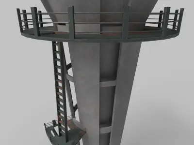 Water Tank Tower Low-poly 3D model