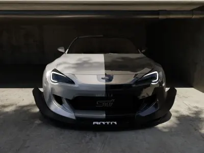 Car Render Scene 3D Blender File Textured And FBX File 3D model