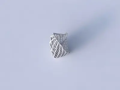 Vase twist curved tipping triangle 2 with diagonal grid lattice 3D print model
