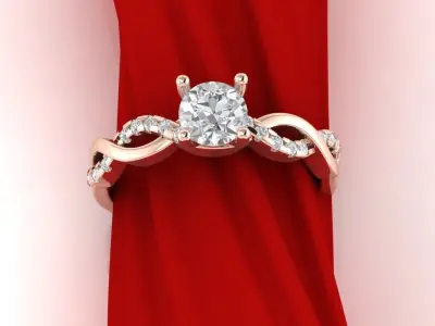 Luxury engagement ring 3D print model 5