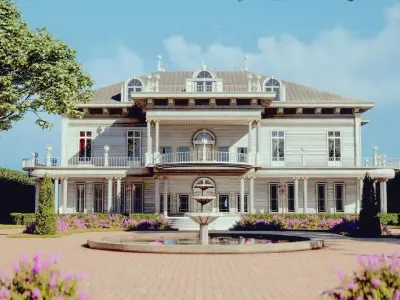 Grand Palace Majestic Mansion and Luxurious Interior Environment Low-poly 3D model