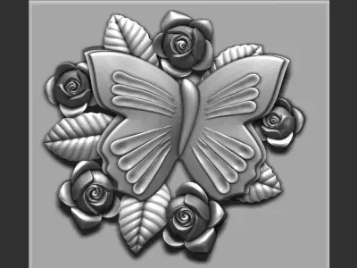 butterfly with flower 3D print model