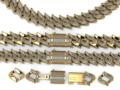 Spiked Cuban Chain 3D print model