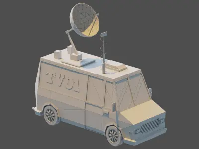 Tv News Van Low-poly 3D model