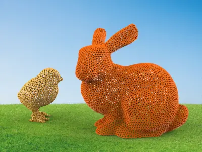 Easter Decors Rabbit and Chick Easter Gift Idea Home Decor 3D print model