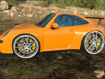 porsche 911gt3 cartoon car  Low-poly 3D model