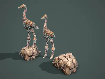 Statue heron Low-poly 3D model