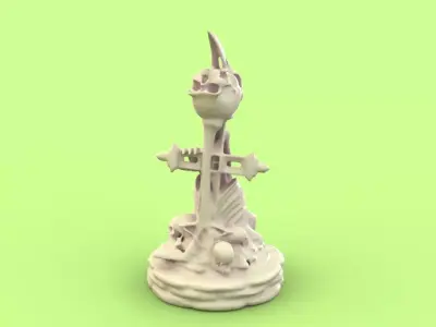 Skull Bishop chess piece 3D print model