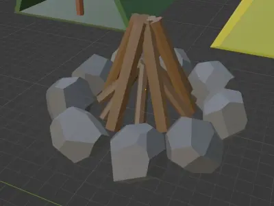 Stylized camping assets pack Free low-poly 3D model