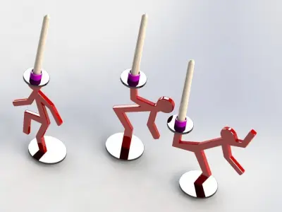 candelabrum three candle holders with candles in shape of man... Free 3D model
