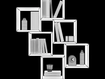 Wall Bookcase 3D model purchase