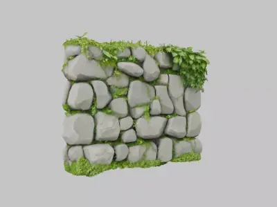 Thick Stone Wall Texture Low-poly 3D model