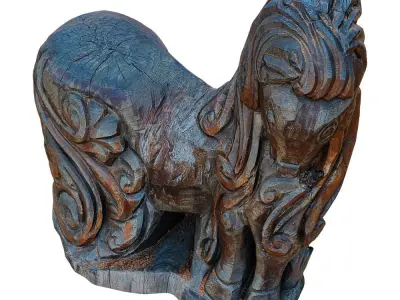 Wooden Horse Figurine 3D model