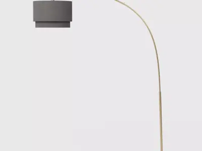 Meryl Arc Brass Floor Lamp with White Shade 3D model