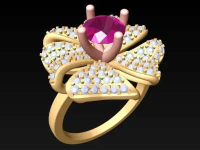 Flower Rings - Womens Ring - N119413 3D print model