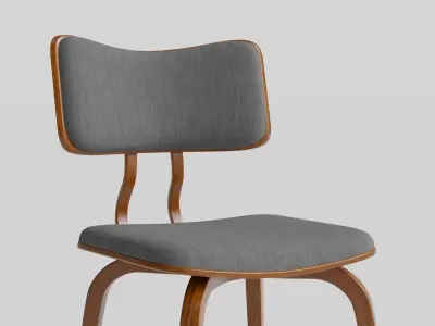 Jaguar Mid-Century Dining Chair Walnut Charcoal 3D model