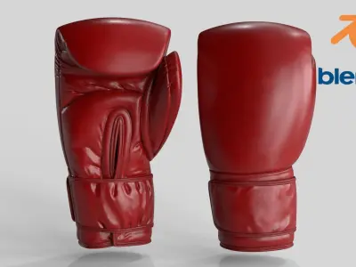 Boxing Glove Red Low-poly 3D model