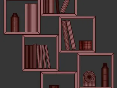 Wall Bookcase 3D model purchase