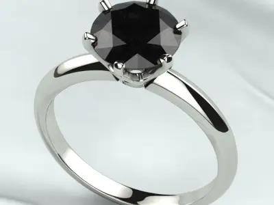 8mm Gemstone Tiffanys Style Gold Ring 3D print model