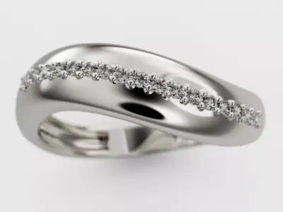 Wave ring with diamonds 3D print model