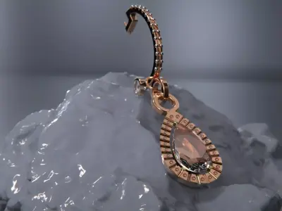 Diamond Earring gold rose ladies design future STL 3D model