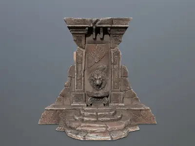 Lion fountain Low-poly 3D model